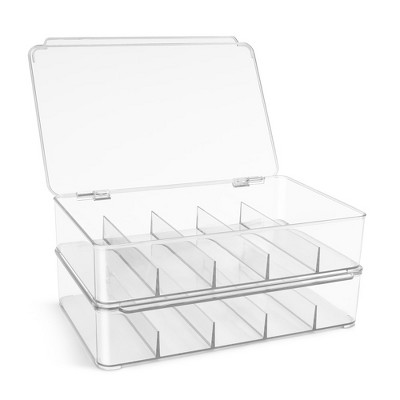 Sorbus Lego Storage Case with Hinged Lid - Plastic Stackable Organizers and Storage for Small Toys, Building Blocks, Markers, Action Figures (2 Pack)
