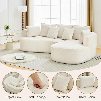 L Shaped Couch Sectional Sofa Set Cloud Couch for Living Room, Big Comfy Chenille Plush Sofa with Memory Foam
