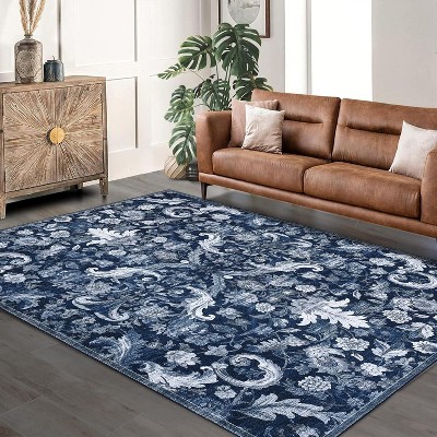 Thin Foldable Non-Slip Area Rug Washable Retro Printed Vintage Indoor Carpet for Living Room, Dining Room, Office, Bedroom, Kitchen