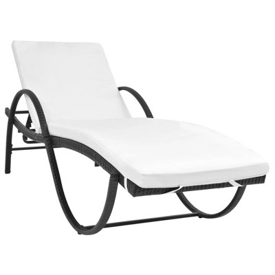 vidaXL 3-Piece Sunlounger Set - Features 2 Poly Rattan Sunloungers and 1 Table - Black with Cream White Cushions - Waterproof and Weather-Resistant