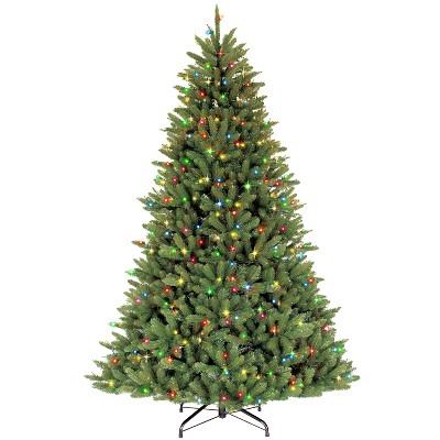 7.5ft Pre-lit LED Artificial Christmas Tree Full Forest Fir - Puleo