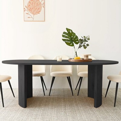 79" Oval Dining Table Set for 8,Modern Wood Grain Dining Table for Dining Room,Kitchen,Farmhouse-Tanpinhause