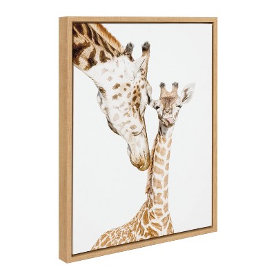 18" x 24" Sylvie Mother Baby Giraffe Portrait Frame Canvas by Amy Peterson - Kate & Laurel All Things Decor