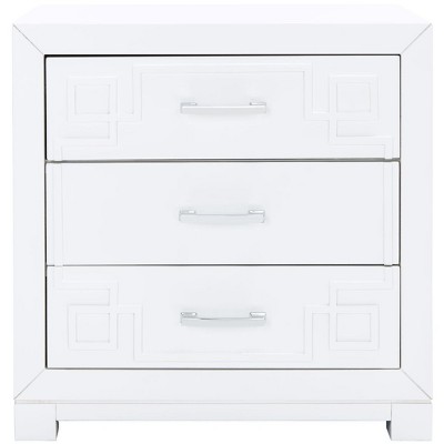 Raina 3 Drawer Greek Key Nightstand - FOX6278 - Safavieh Couture