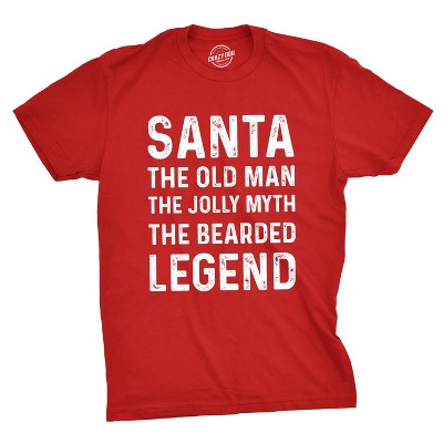 Mens Santa The Old Man The Jolly Myth The Bearded Legend T Shirt Funny Christmas Party Tee - Crazy Dog Men's T Shirt Gift For Christmas