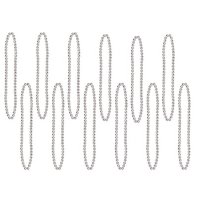 Beistle Bulk Party Beads - Small Round, 7mm x 33", (720/Pkg) Silver