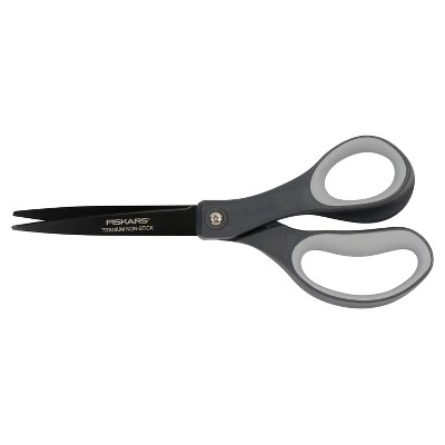 Fiskars 8" Performance Softgrip Non-Stick Titanium Fashion Scissors Black/Gray: Stainless Steel, Office & School Use