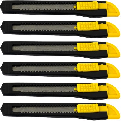 MotoProducts 6 Bulk 5" Box Cutters Black with Snap-Off Blades and Safety Locks