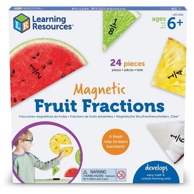 Learning Resources Magnetic Fruit Fractions - 24 pieces, Ages 6+ Math Games for Kids