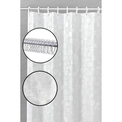 Home Mart Goods Clear Stones Pebbles Geometric Glam luxury Vinyl Shower Curtain With 12 Plastic Curtain Hooks - 71" x 71"