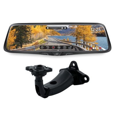 Voxx RVMDVR Rearview Mirror with a 2K DVR front camera featuring a 9.88” high-brightness display with DVRJM1 Mirror Mount Compatible with 2018-up J...