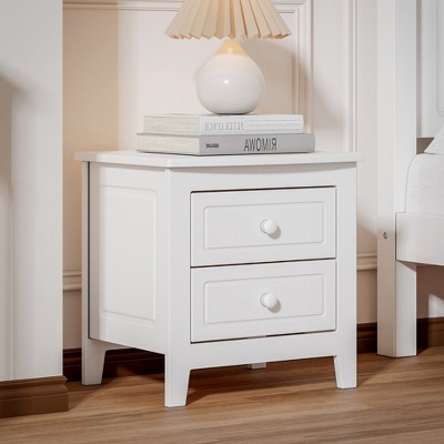 Night Stands End Table With 2 Storage Drawers Easy Assembly Mid Century Retro Bed Side Table For Bedroom, Living Room