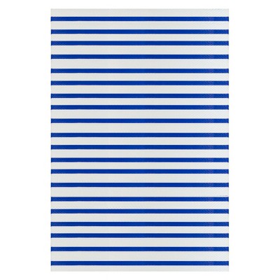 Northlight 4' x 6' Blue and White Striped Rectangular Outdoor Area Rug