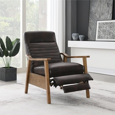 Lyngins Modern Wood Arm Recliner Chair with Push Back & Footrest,Accent Club Chair for Living Room,Bedroom