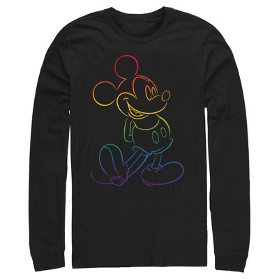 Men's Mickey & Friends Rainbow Mickey Mouse Outline Long Sleeve Shirt