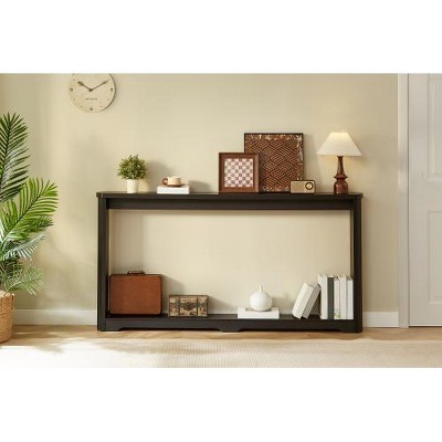 ACEPANO 70.1 in. W Narrow Wooden Entryway Sofa Table with Storage-Black