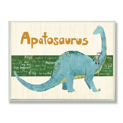 Apatosaurus Dinosaur Kids' Wall Plaque Art (10"x15"x0.5") - Stupell Industries: Children Wall Picture, Kids Artwork