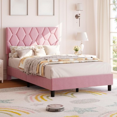 Queen Size Bed Frame, Upholstered Platform Bed Frame With Height Adjustable Headboard, Wood Slats Support, No Box Spring Needed, Noise Free