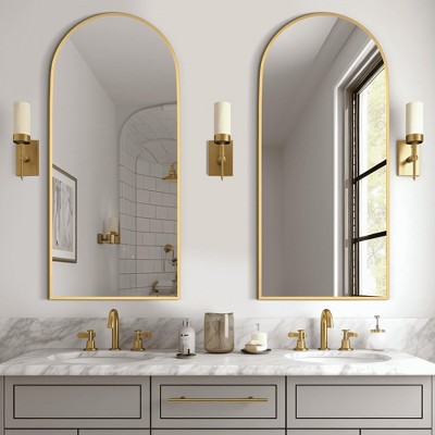 MAYEERTY Hanging Mirror Aluminum Alloy Thin Edge Right Angle Arch Gold