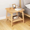 Costway 1/2 PCS Bamboo Sofa Side Table with Faux Rattan Storage Shelf Boho End Table Living Room - 4 of 4