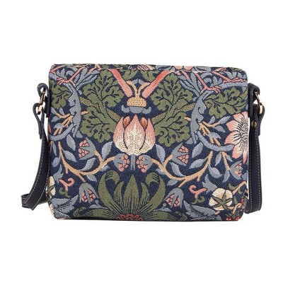 Signare USA William Morris Strawberry Thief Blue Crossbody Bag