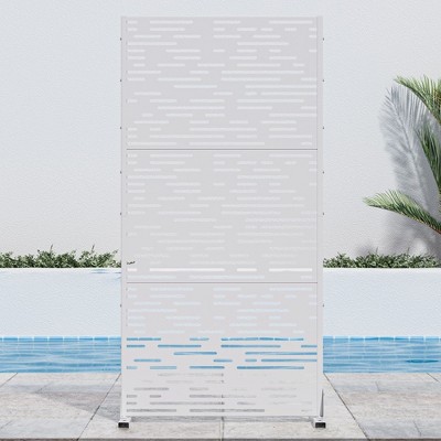 SpassWay 35" x 72" Black Metal Garden Trellis Privacy Screen Indoor Outdoor Room Divider Lattice Panel