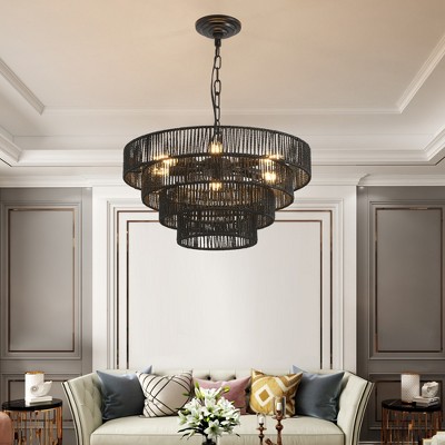 KTMBDW Modern Chandeliers 4/5 Tiers Pendant Light Fixtures Round Flush Mount Chandeliers Ceiling Lighting Dimmable for Living Room, Bedroom