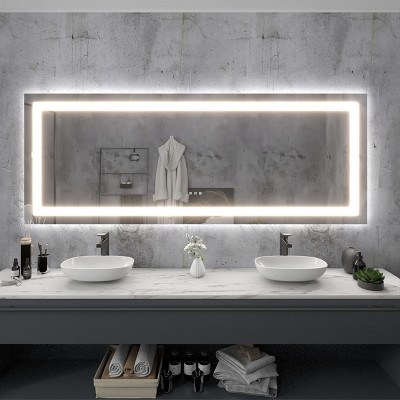 LED Front Light and Backlit Mirror for Bathroom,Anti-Fog, 3 mode Illumination,Vertical & Horizontal Mount