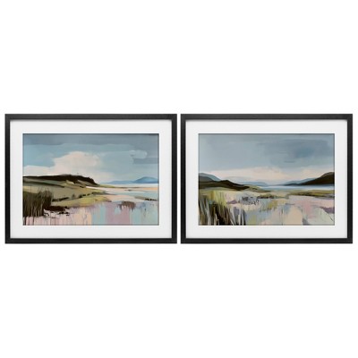Stupell Industries Verdant Coastal Waters 2pc Framed Print Under Glass Set