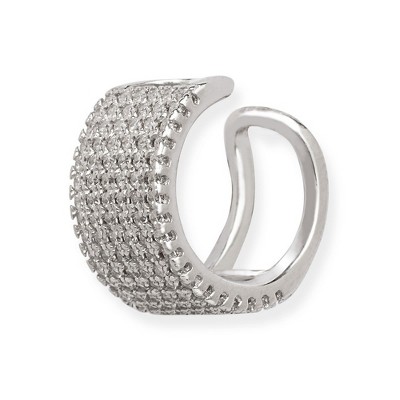 Bella Silver Sterling Silver Multi Row CZ Single Ear Cuff Earring - Silver