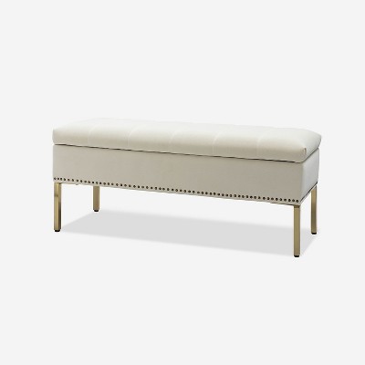 Eduard Channel tufted Upholstered Contemporary Velvet Flip-Top Storage Bench with Nailhead Trim |HULALA HOME