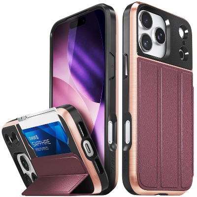 Vena vCommute For Apple iPhone 17 Pro Max Case Wallet, Case with Stand Leather Card Holder [Military Grade Drop Protection], Red