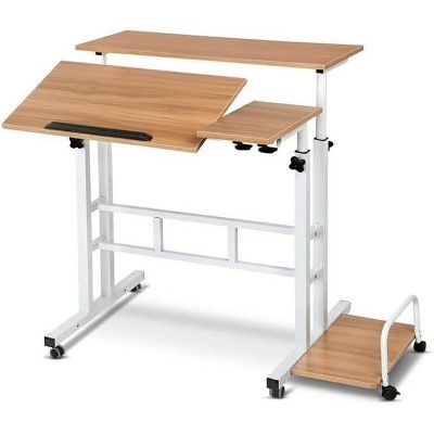 Height-Adjustable Mobile Standing Desk with Wheels - Portable Rolling Workstation for Treadmill Walking Pad, Home Office, School & Small Spaces