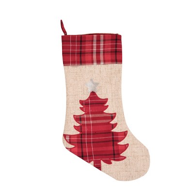 C&F Home 20" Plaid Christmas Tree & Cuff Hanging Large Christmas Stocking