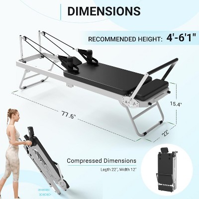 PAETA Pilates Reformer, Foldable Pilates Machine for Home Use, with Dual Resistance Springs and Cords, Includes Jump Board, Up to 400 LBS