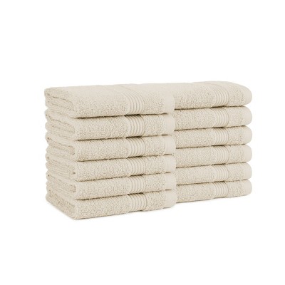 Host & Home Cotton Luxury Washcloths (12 Pack), 13x13, Quick-Drying, Dobby Border