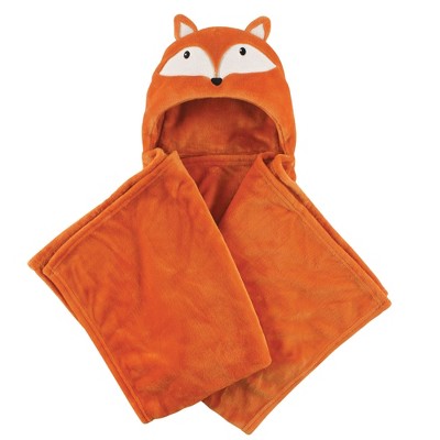 Hudson Baby Infant Boy Hooded Animal Face Plush Blanket, Orange Fox, One Size
