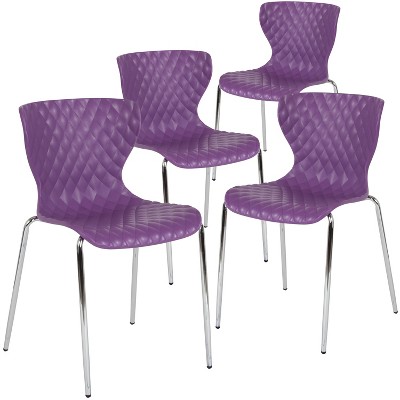 Emma and Oliver 4 Pack Contemporary Design Plastic Stack Chair