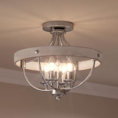 Urban Ambiance Luxury French Rustic Ceiling Light,  12.625"H x 15.25"W,  Galvanized Steel Finish, UHP3440