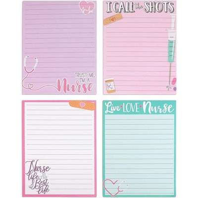 Paper Junkie 4-Pack Writing Note Pads Notepads for Nurse Appreciation Gift, 4.5 x 5.5 inch