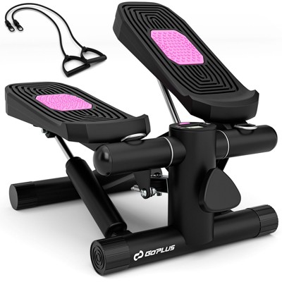 Costway Mini Stepper for Exercise at Home with Resistance Bands Adjustable Height Black/White