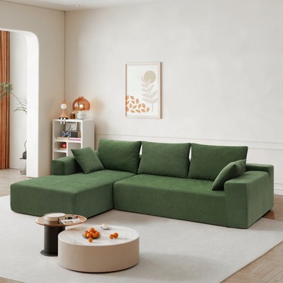 VASIP Modern Green L-Shape Modular Sofa Set, 2-Piece Cream Upholstered Couch for Living Room, Bedroom & Salon, 109*68" - Free Combination