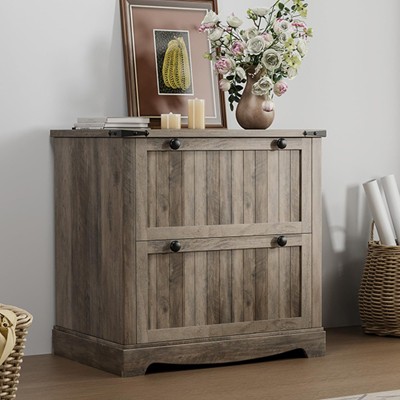 Farmhouse Lateral File Cabinet with 2 Drawer,30" Wood File Cabinet with Hanging File Folders