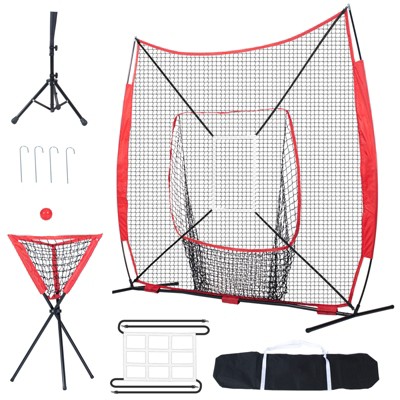 VEVOR Baseball Softball Practice Net, Portable Baseball Training Net for Hitting Catching Pitching, Backstop Baseball Equipment with Bow Frame