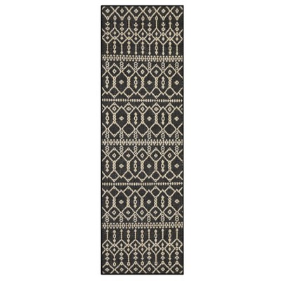 Modern Abstract Area Rug Low Pile Fade Stain Resistant Rug Soft Contemporary Accent Carpet for Living Room Bedroom Nursery,Black/2'3"x7'3"