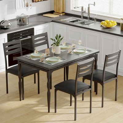 5-Piece Dining Set, Industrial Style 4-Person Dining Set and Chairs, Kitchen Dining Set for Restaurant and Apartment Kitchen