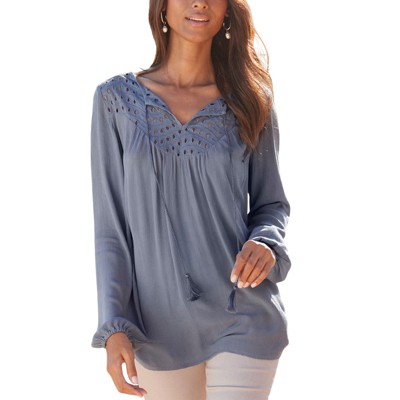 Women's Boho Eyelet Blouse Shirt - LASCANA