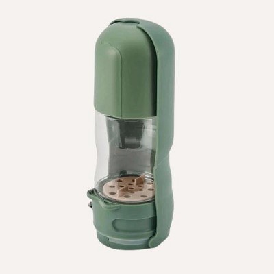 2-in-1 Pet Water Bottle with Treat Compartment - Travel & Training Size + Leakproof 350mL  - Tilley + Me