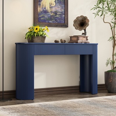 KTMBDW Fluted Console Table, 54 Inch Modern Solid Wood Sofa Table, Narrow Entryway Table for Hallway, Behind The Couch, Living Room, Foyer