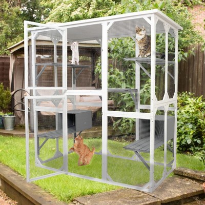 Gulches cat cage box lovely house cute pet play speace Wooden White Medium